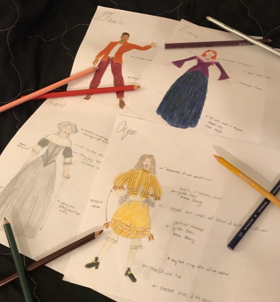 costume renderings for Tartuffe