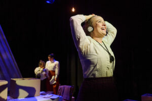 Lizzi Albert as Henrietta Leavitt with Martina Schabron as Williamina Fleming and Rocelyn Frisco as Annie Cannon